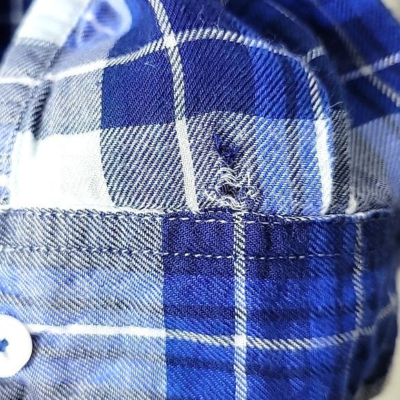 KENNETH COLE REACTION Blue Plaid Long Sleeve Button Up Collared Shirt size M - Picture 13 of 13